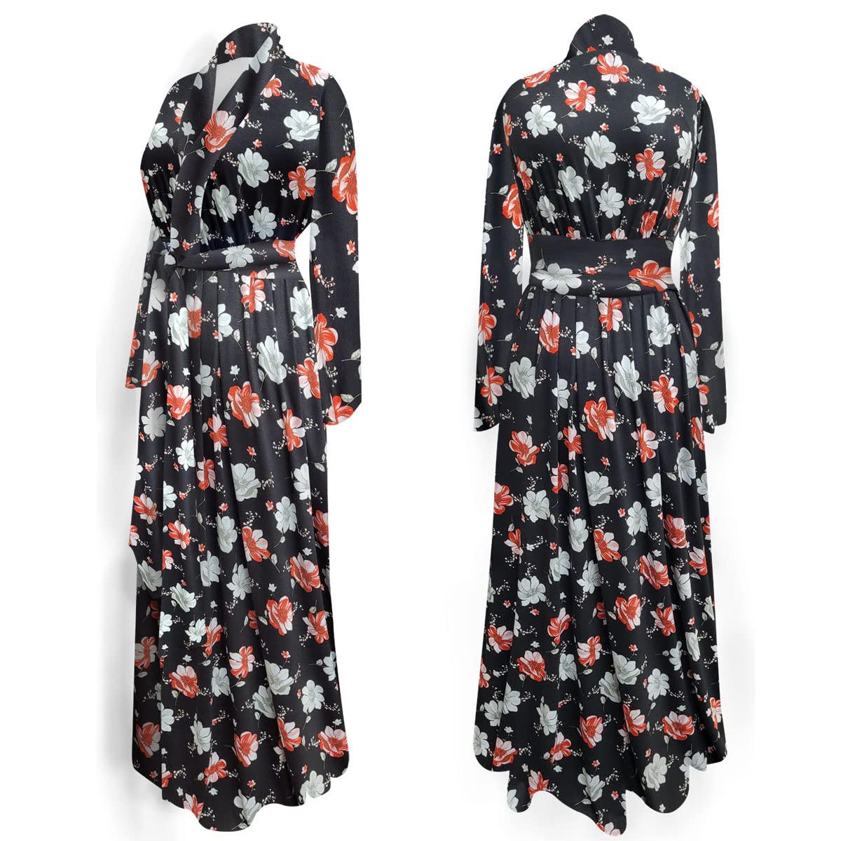 Plus Size Women's Kimono Robe - Long Rayon Bathrobe with Night Bloom Print - Ultra Soft Lightweight Sleepwear for Lounge, Spa & Home Relaxation