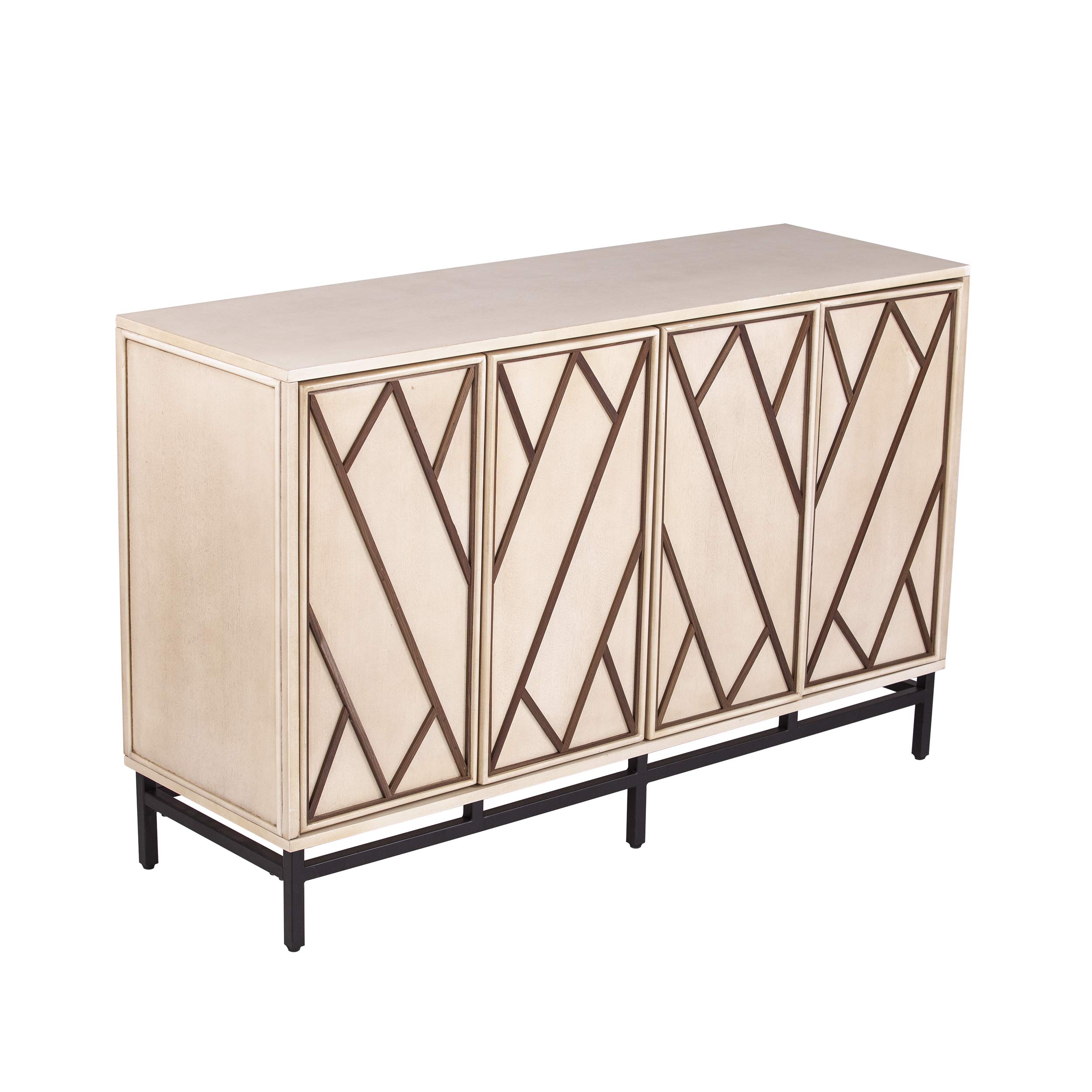 SEI Furniture Bremling Buffet Sideboard - Antique Cream & Black Finish - Elegant Dining Room Storage Cabinet for China, Linens & Entertaining Essentials