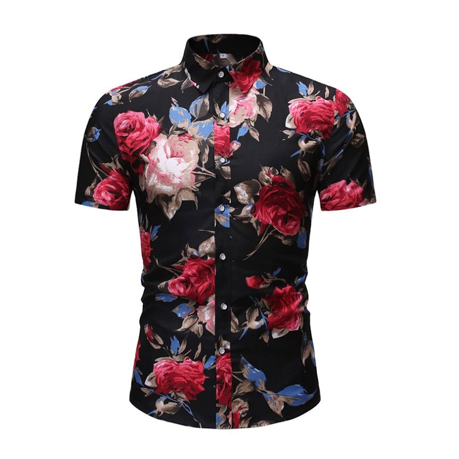 Floral Print Men's Plus Size Casual Short Sleeve Shirt - Breathable Summer Tops for Outdoor Activities, Travel & Everyday Wear