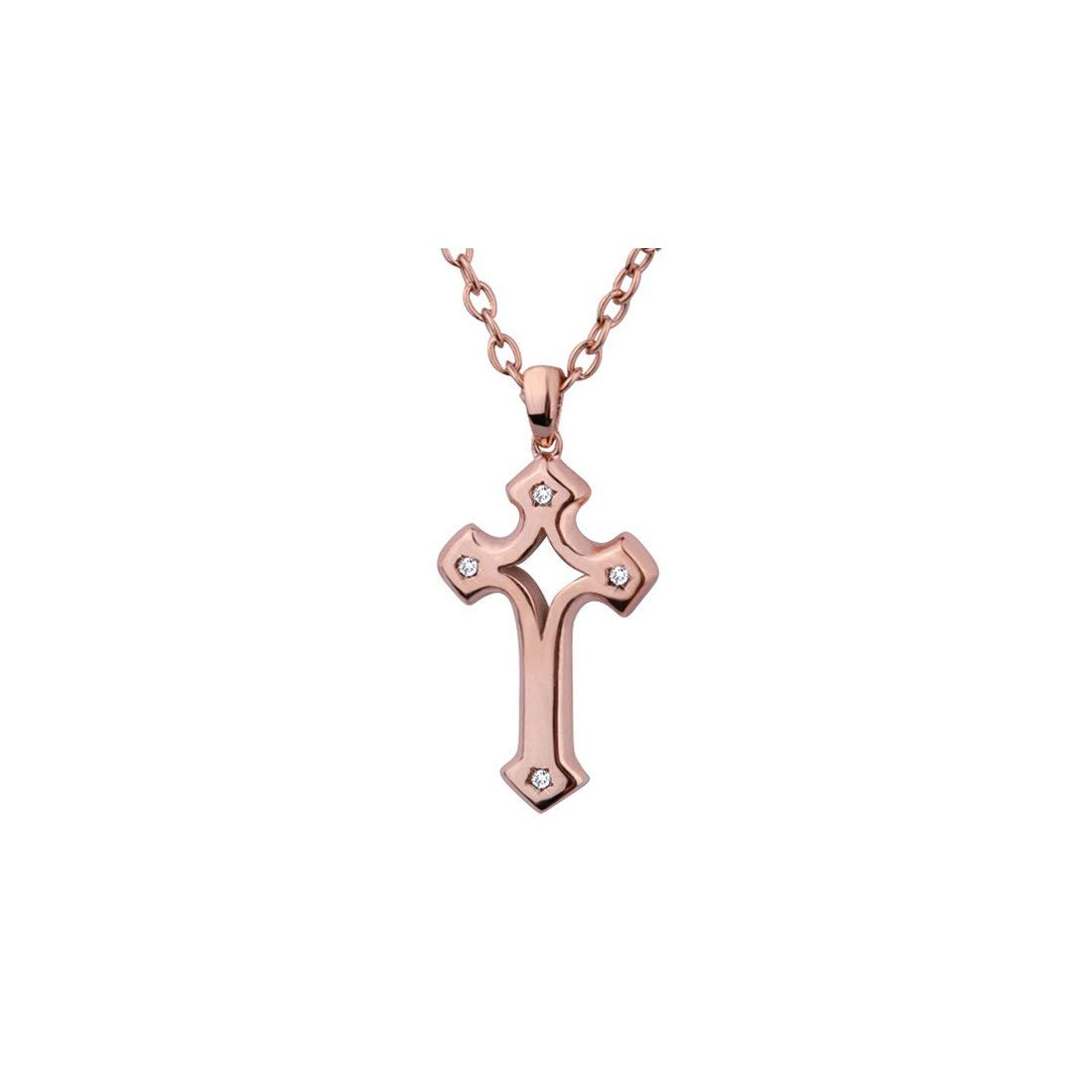 Elegant Rose Gold PVD Cross Pendant Necklace with Clear CZ Stones - Perfect for Women's Fashion Jewelry, Gift for Christmas, Birthday, Anniversary & Everyday Wear