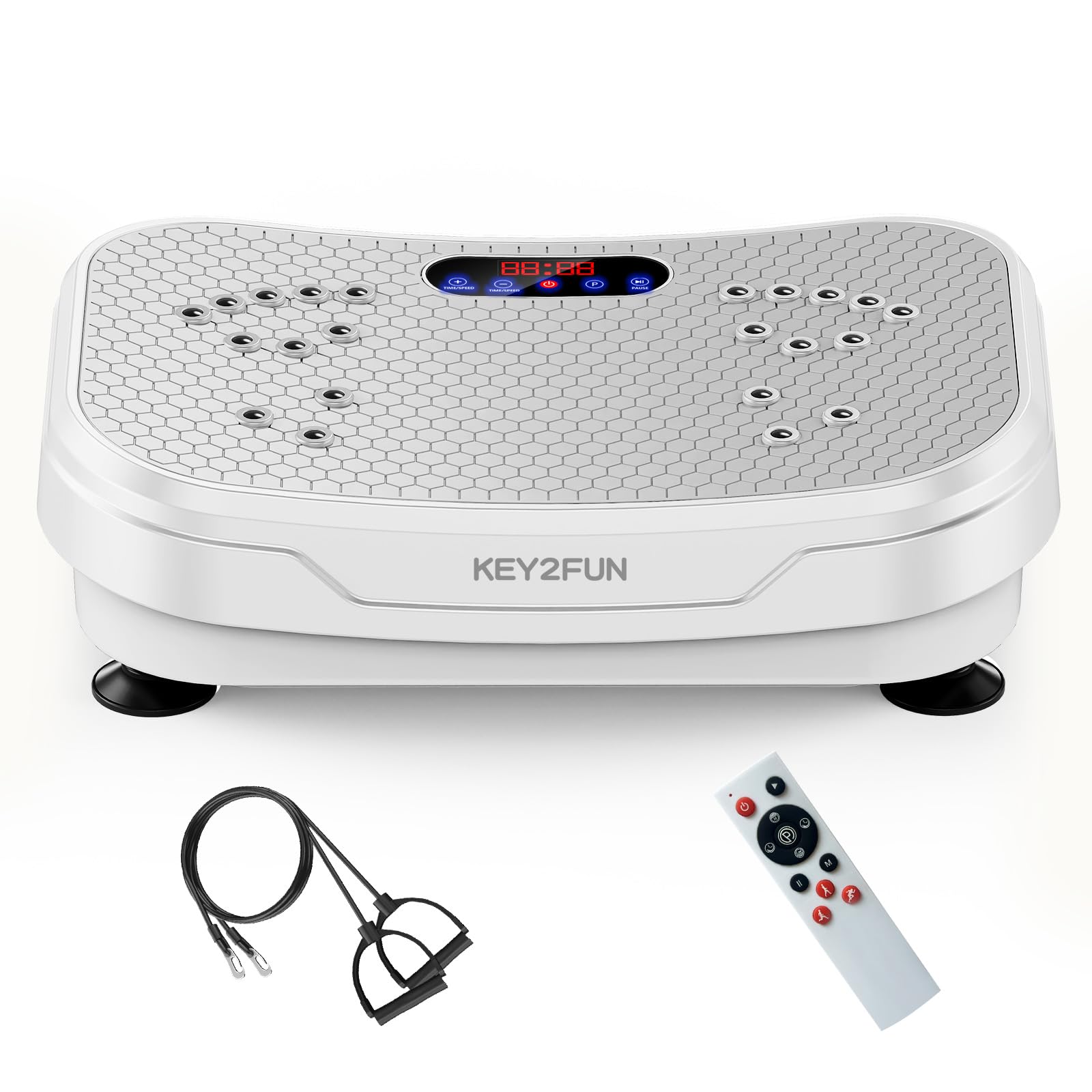 KEY2FUN 2025 Upgraded Vibration Plate Exercise Machine - Large-Size Vibrating Platform for Lymphatic Drainage & Home Fitness with Resistance Bands, 330LBS Capacity - Perfect for Weight Loss, Muscle Toning, and Circulation Improvement at Home or Gym
