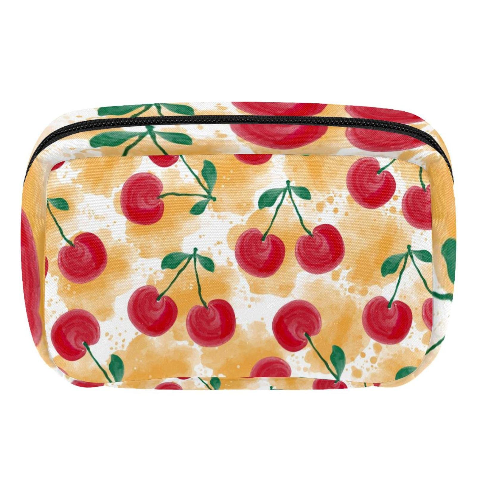 Women's Red Cherry Cosmetic Bag - Travel Makeup Pouch for Toiletries & Organizer