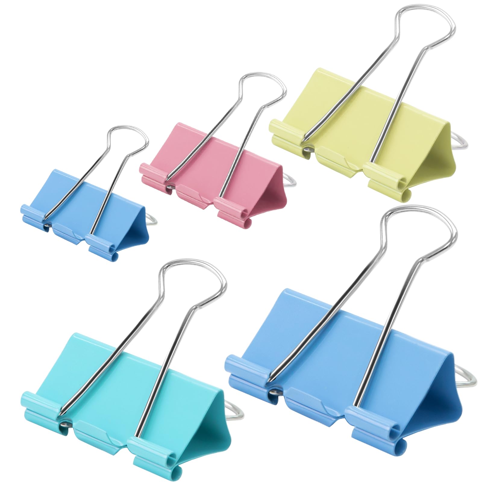 OWLKELA 100 Pcs Colorful Binder Clips - Assorted Sizes (Small/Medium/Large) - Strong Metal Paper Clamps for Office, School & Home Organization - Perfect for Document Filing, Bulletin Boards & Craft Projects