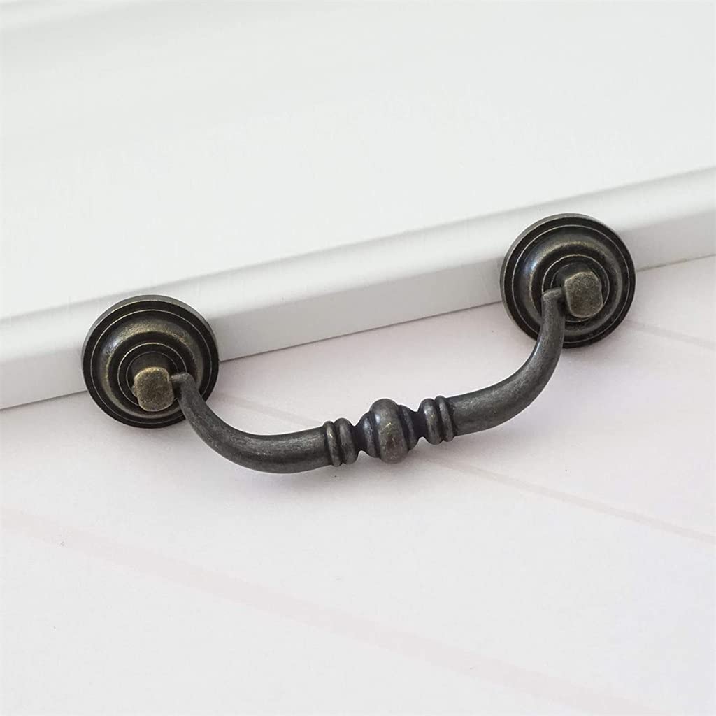Vintage Black Cabinet Handles - 2pc Shabby Chic Kitchen Pulls for Cabinets & Drawers
