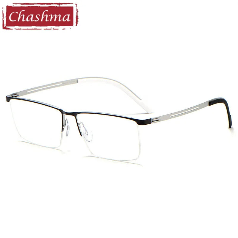Stylish Men's Semi-Rim Square Brow Line Alloy Eyeglasses Frame 10129 - Perfect for Office, Reading & Fashion Accessories