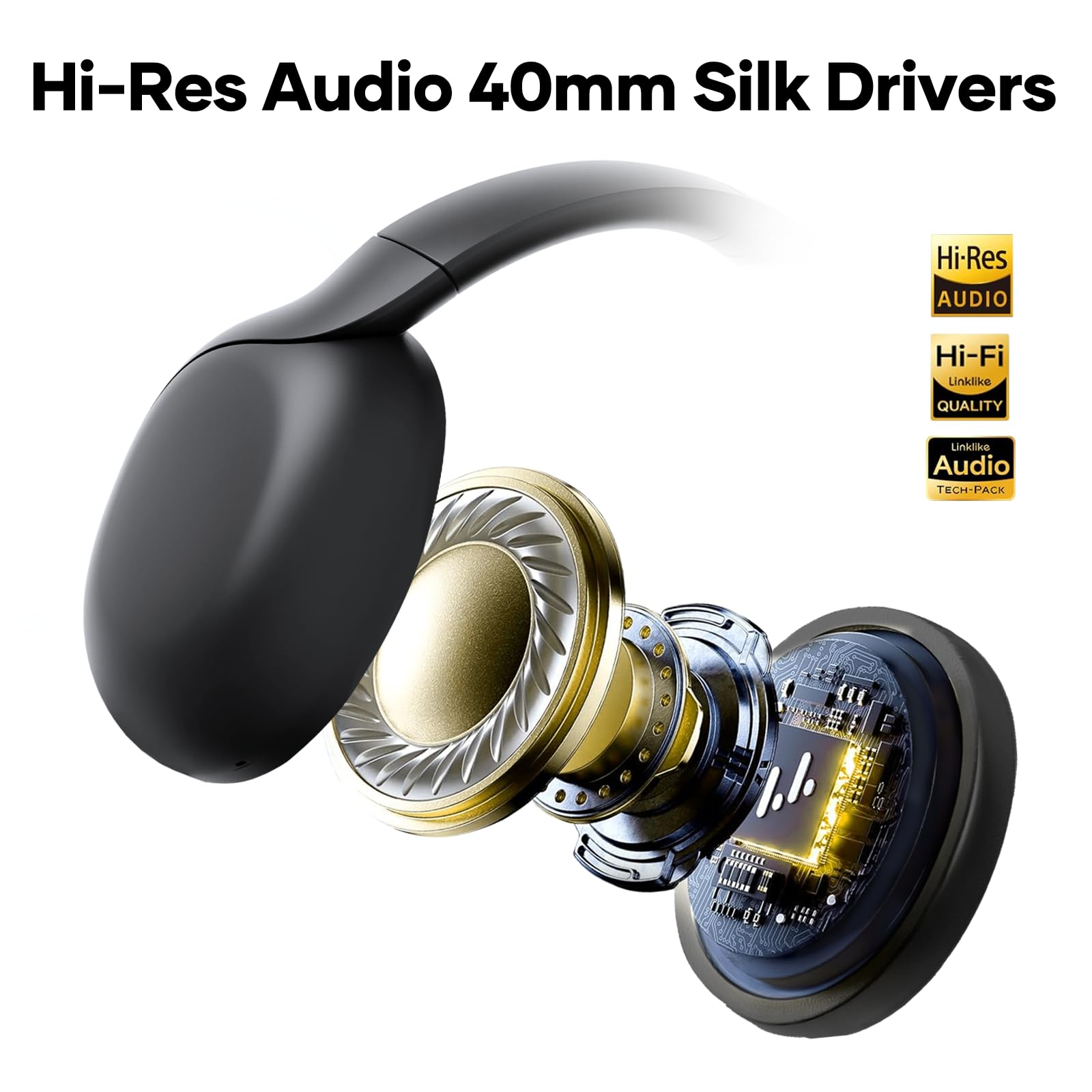 LINKLIKE Wireless Bluetooth Headphones with Active Noise Cancelling, Hi-Res Audio, 180H Playtime & Deep Bass - Over Ear Headphones with Memory Foam Cups & Touch Control for Home, Office, Gym, Travel (Perfect for Commuting, Workouts & Remote Work)