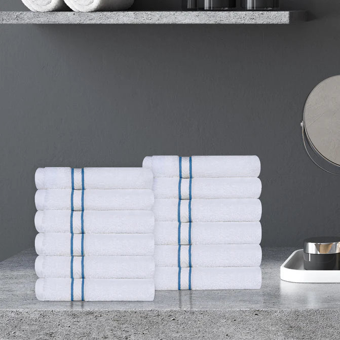Premium 12-Piece Turkish Cotton Face Towel Set - Ultra Soft, Highly Absorbent & Quick-Drying - Perfect for Spa, Gym, Travel & Daily Skincare Routine