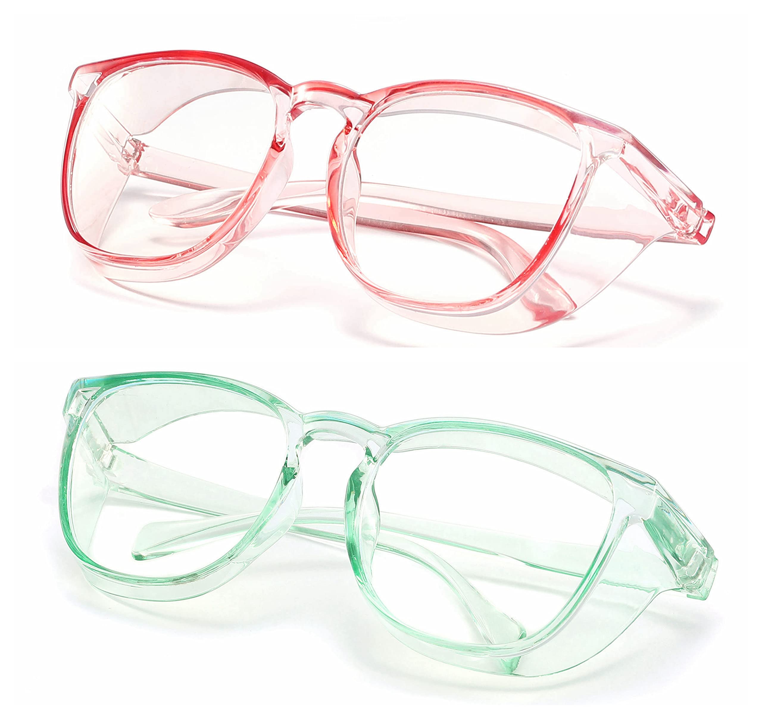 Alsenor Anti-Fog Safety Glasses – Blue Light Blocking, UV Protection, Anti-Dust Protective Eyewear for Men & Women (2 Pack – Pink + Jade) – Ideal for Computer Work, Construction, and DIY Projects