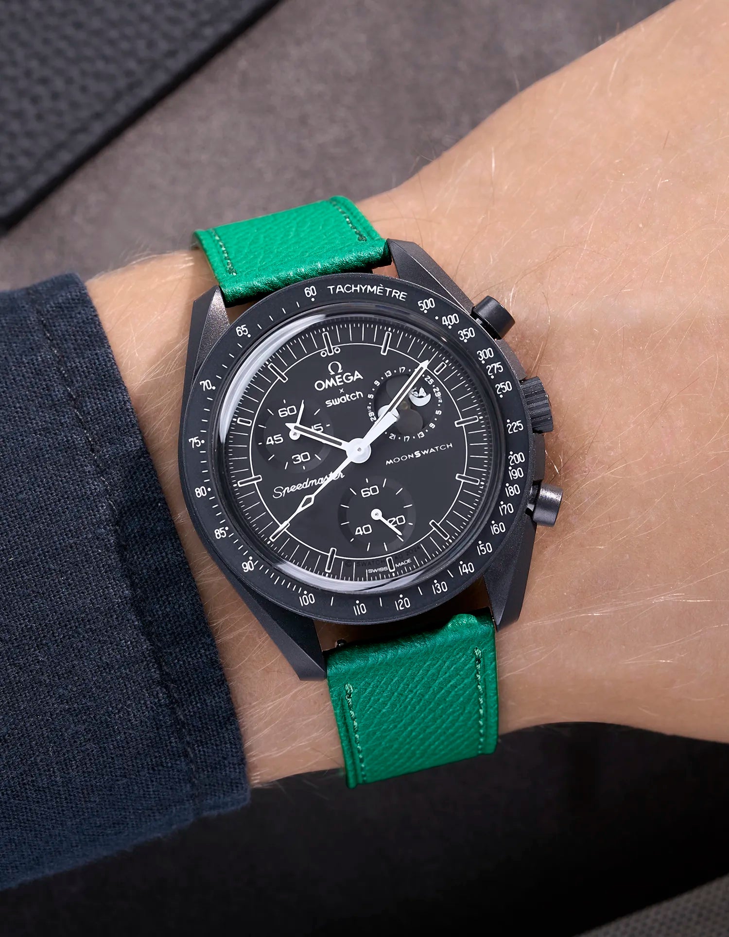 Omega X Swatch Mission to the Moonphase Leather Watch Straps - Premium Replacement Band for Moonphase New Moon Watches - Perfect for Casual, Dressy & Everyday Wear