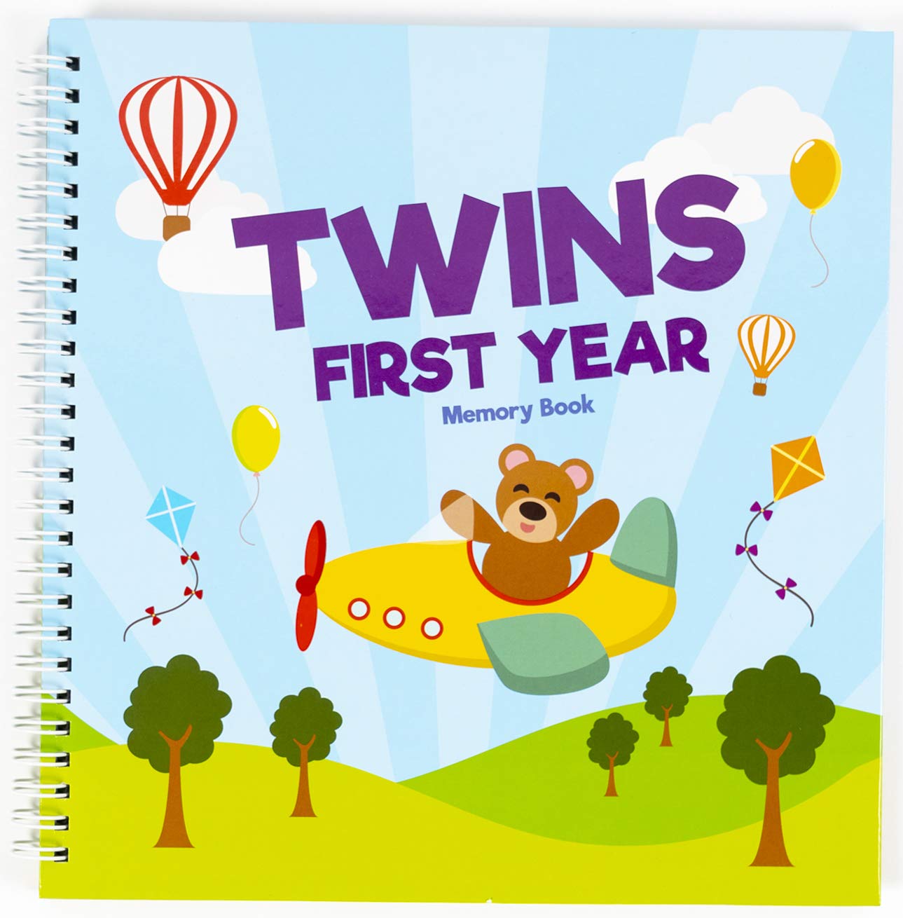 Twins First Year Hardcover Memory Book - Baby Boy & Girl Milestone Journal, Photo Album & Scrapbook - Unique Baby Shower Gift, Newborn Keepsake for 1st Birthday - Capture Precious Moments from Hospital to First Steps