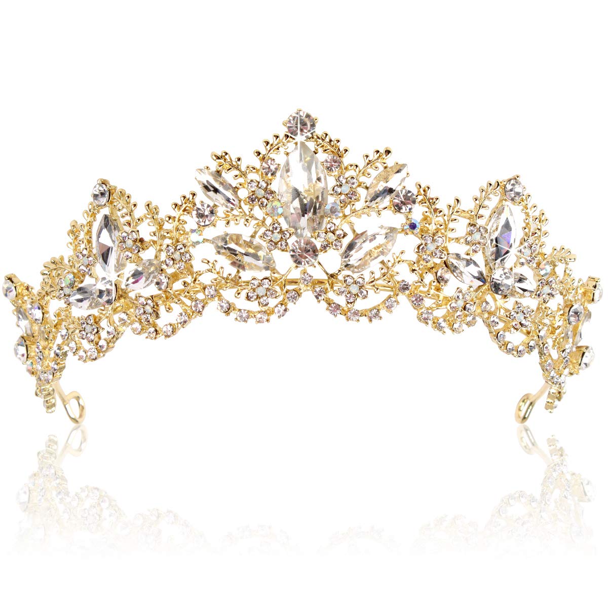 Elegant Gold Tiara Crown for Women - Rhinestone Wedding Princess Headband, Bridal Party Prom Queen Accessory | Perfect for Weddings, Birthdays, Halloween Costumes & Christmas Gifts