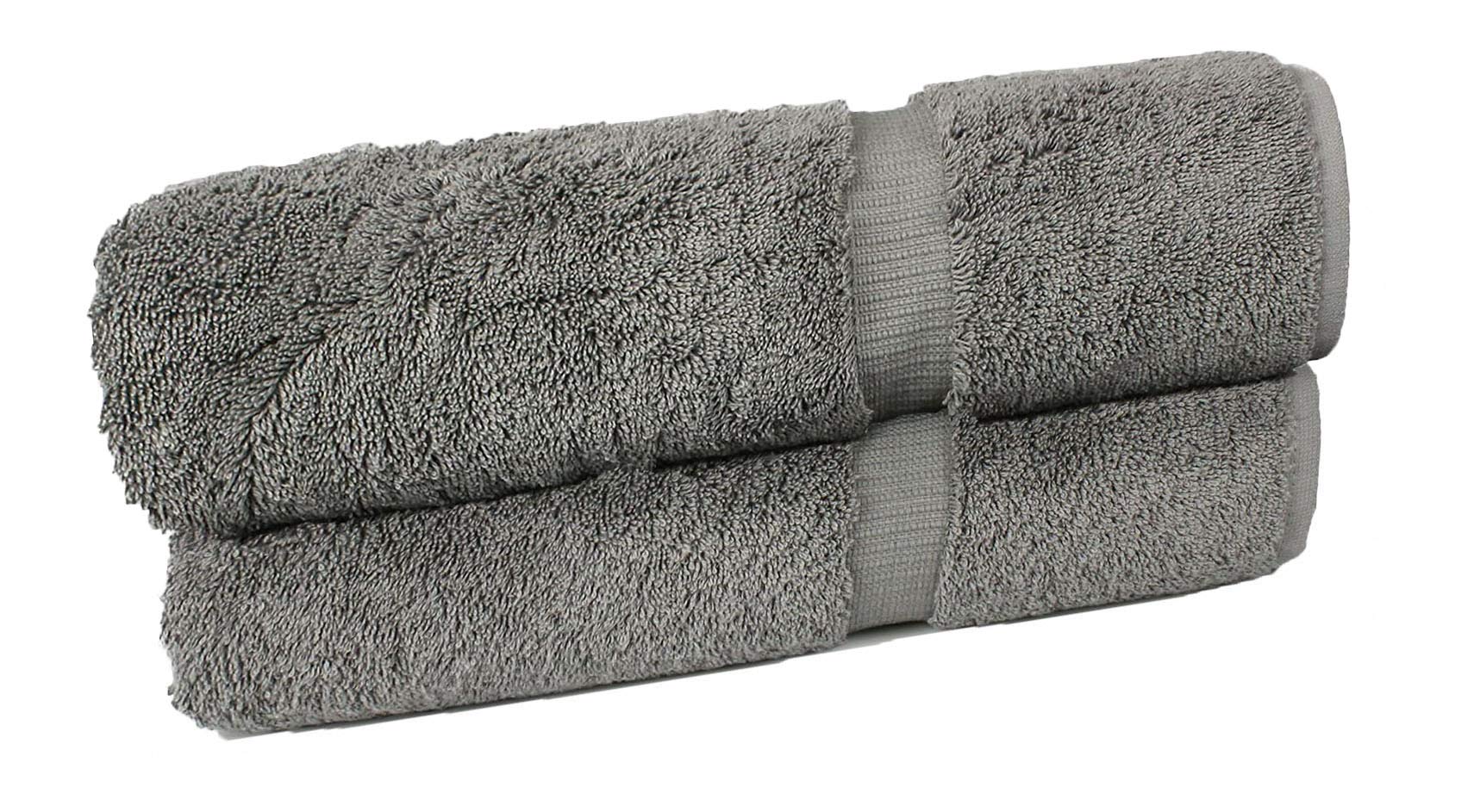 FTB Classic Bath Towels Set - 2 Pack Soft Absorbent 27x54 Inch Gray Towels for Bathroom, Spa & Gym - Quick Dry & Plush Cotton Towels for Adults & Kids