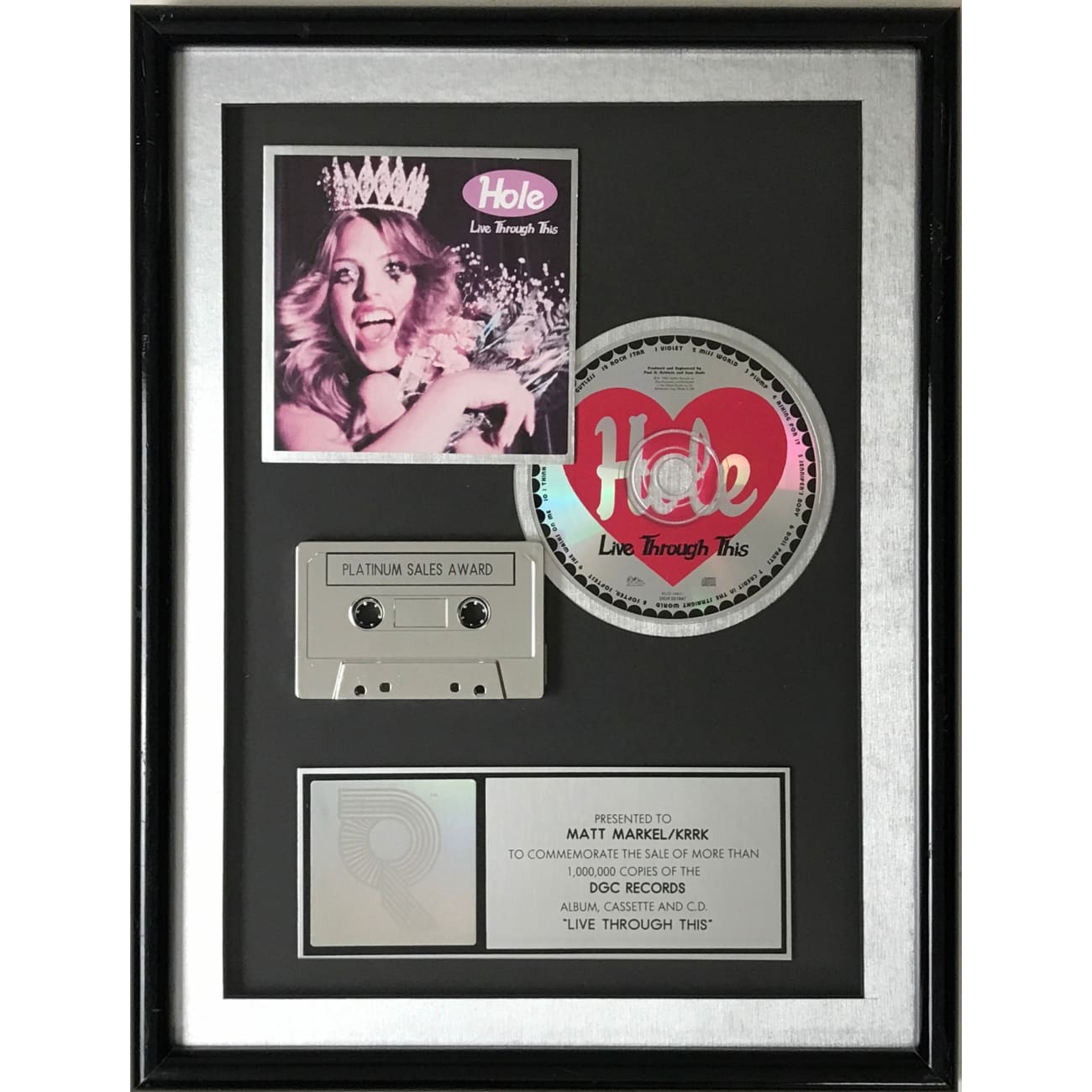 Hole Live Through This RIAA Platinum Album Award - Official Music Collectible for Fans & Display in Home, Office, or Studio