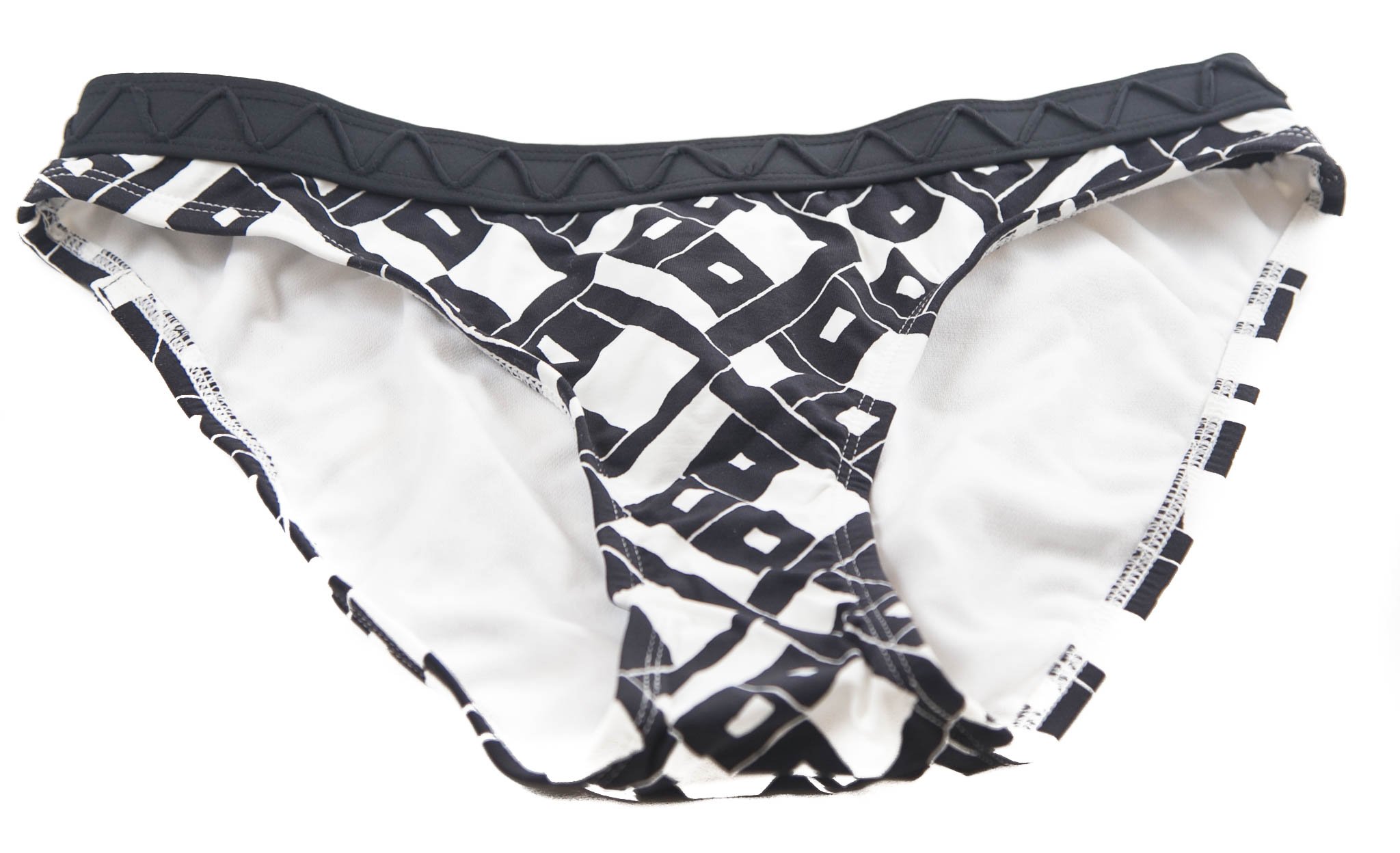 JAG White & Black Square Banded Bikini Bottom - Small, Black & White - Perfect for Beach, Pool & Summer Vacations