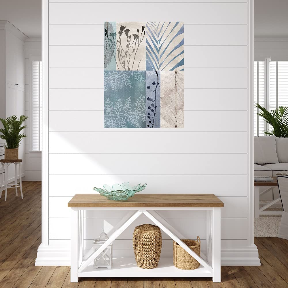 Botanical Blue Canvas Wall Art - Hand Painted Floral Decor by Nikki Chu - 24x32 Inches - Ready to Hang - Perfect for Living Room, Bedroom, Office & More - Home & Commercial Decor