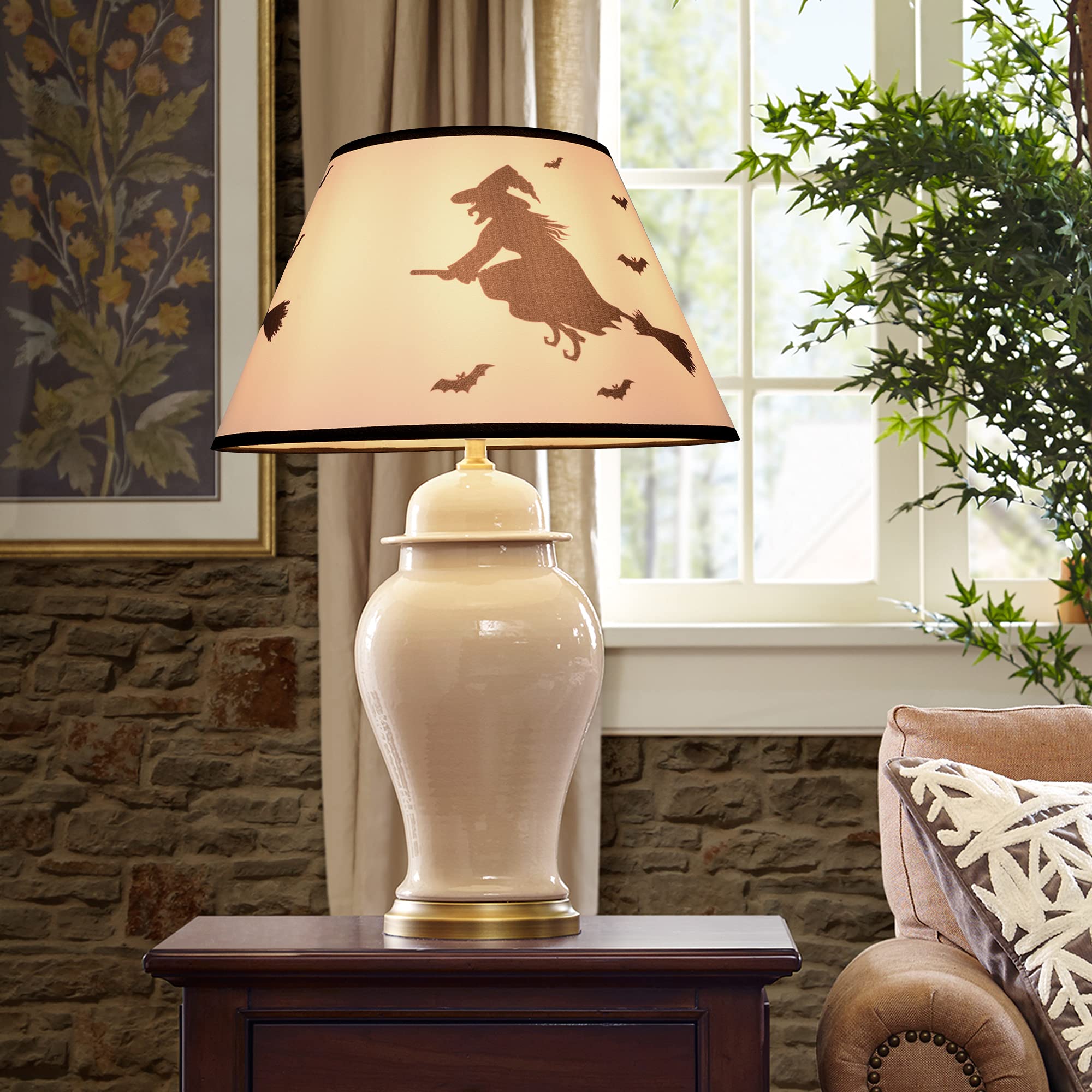 Spider & Flying Witch Halloween Lamp Shades Set of 2 - 7.1