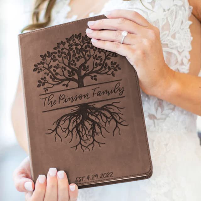 Personalized Family Name ESV Journaling Bible with Custom Tree Design - Engraved Wedding Gift for Couples, Bridal Shower, Anniversary & Christian Faith Keepsake