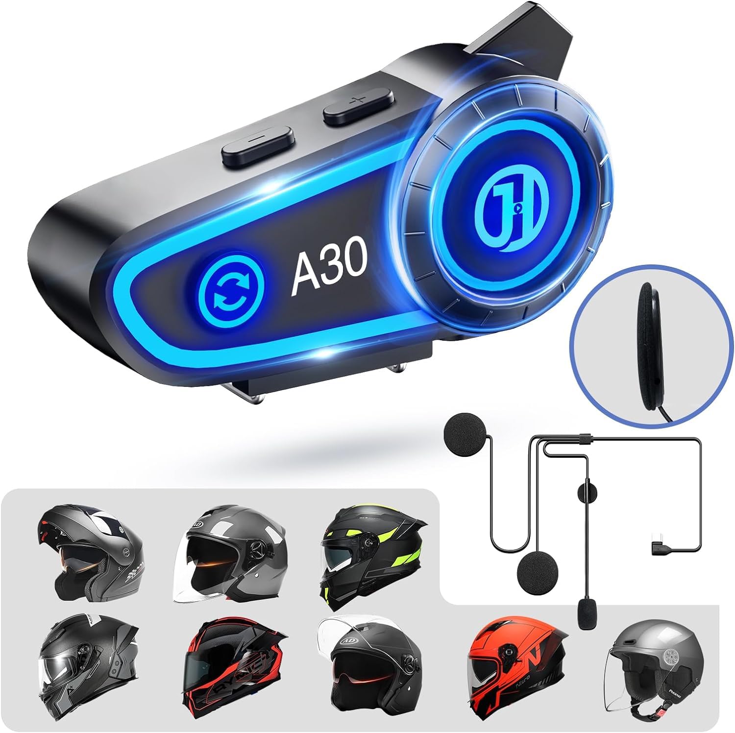 Motorcycle Helmet Headset - Wireless 5.3 Bluetooth Headphones with Waterproof & Noise Cancellation for Motorbike Helmets | Perfect for Solo Riders, Commuting & Long-Distance Tours