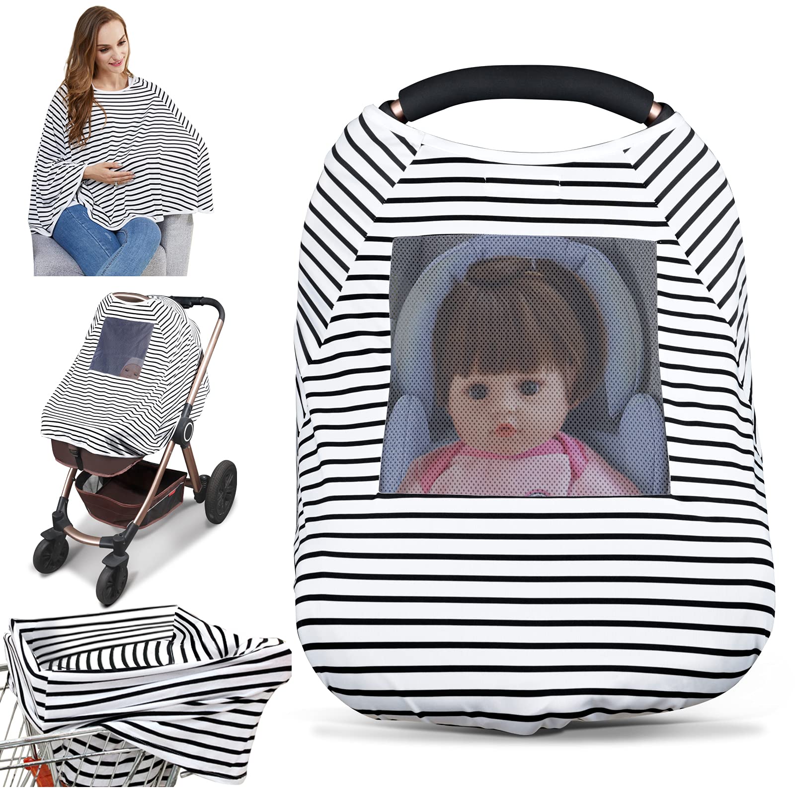 Multi-Use Baby Nursing Cover & Poncho - 360° Privacy for Breastfeeding, Stroller & Car Seat - Perfect Baby Shower Gift