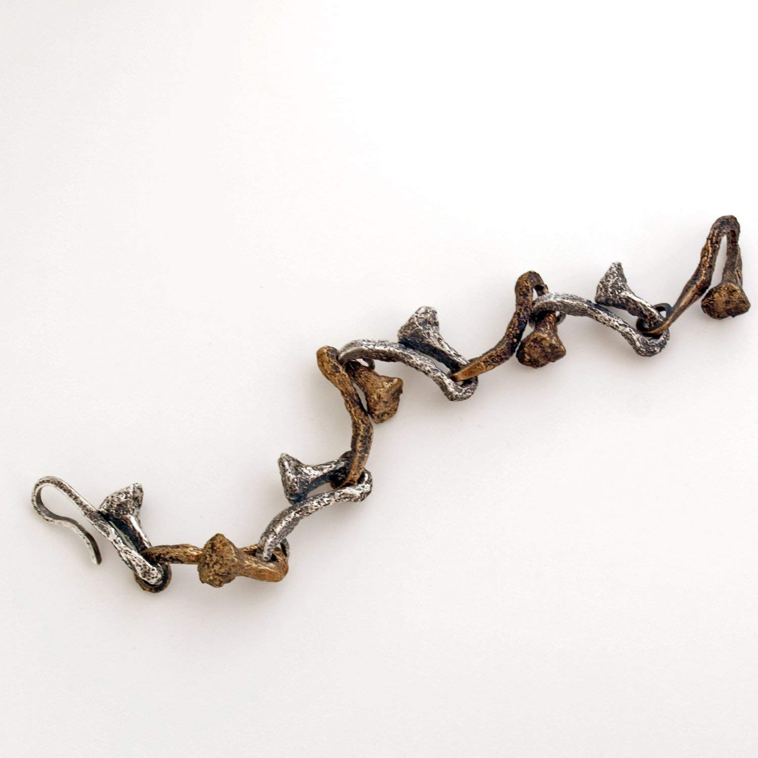 Sterling Silver & Oxidized Bronze Nail Bracelet - Elegant Gothic Jewelry for Women, Perfect for Parties, Weddings & Everyday Wear