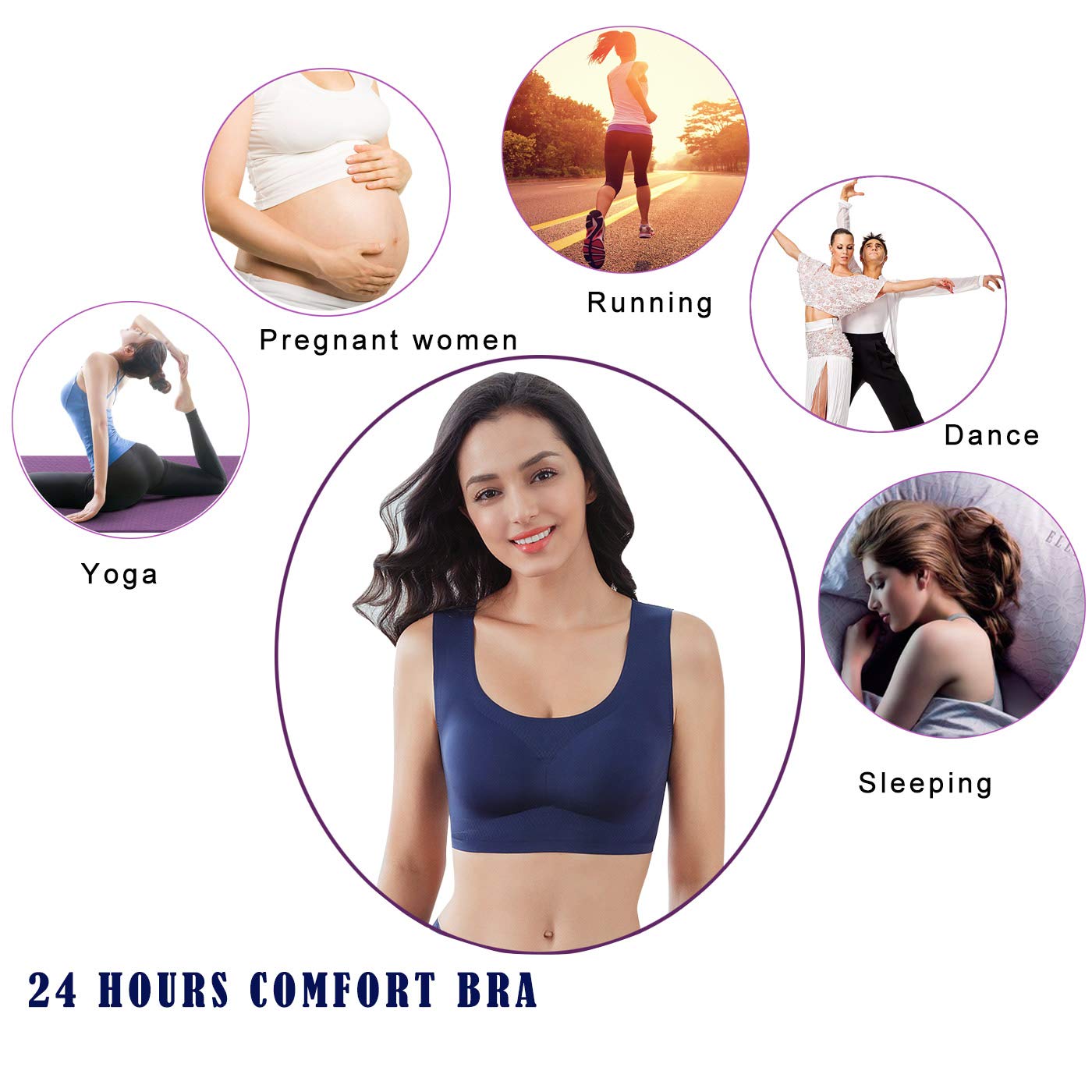 FEOYA Women’s Sleep Bra Plus Size - Wireless Stretch Bralette for Sports & Lounge - Comfortable Support for Sleeping, Yoga, and Relaxation