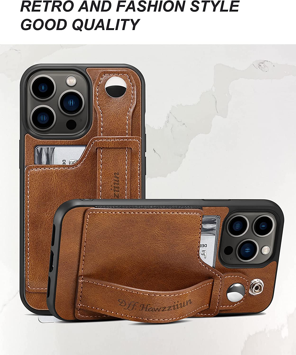 Premium iPhone 13 Pro Max Wallet Case - Shockproof Protective Cover with Card Slots | Slim Durable Leather Case for Daily Use, Travel & Business (Brown)