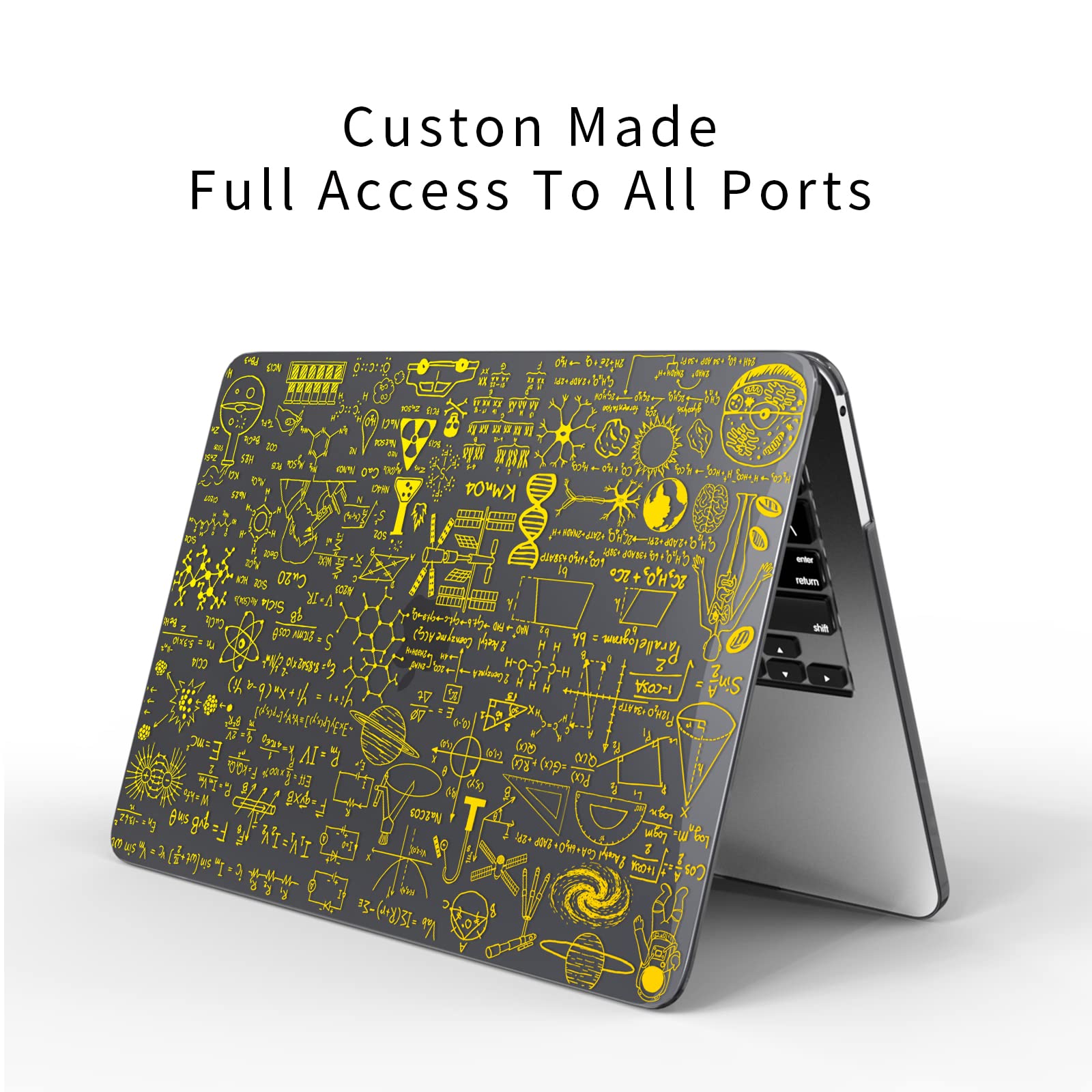 Premium Laptop Case for MacBook Pro 13 Inch (2020-2022 Models A2338/M2/M1/A2289/A2251/A2159/A1989/A1706/A1708) with Keyboard Cover - Golden Formula Diagram Design | Protective Sleeve for Work, Travel & School
