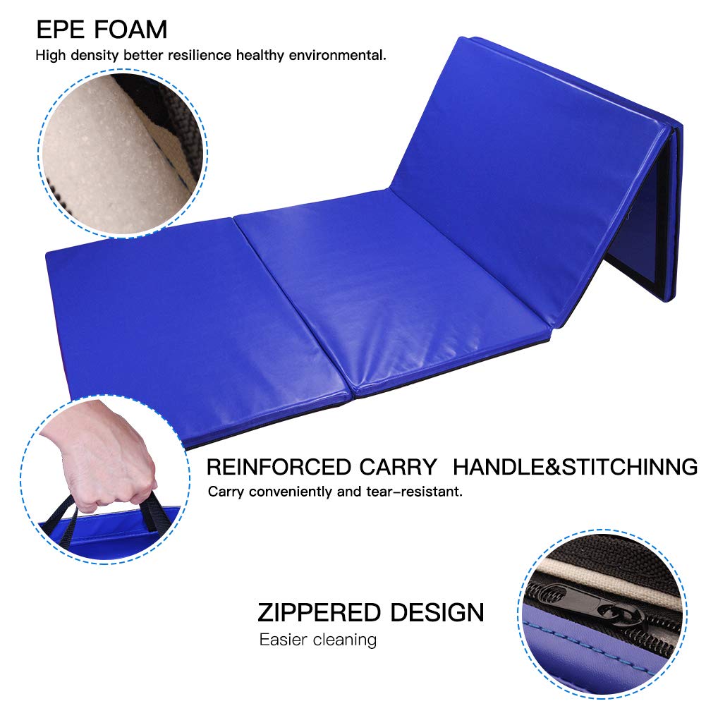 4'x10'x2 Thick Polar Aurora Folding Exercise Mat - Gymnastics, Aerobics, Stretching & Yoga Mat for Home Gym, Studio Workouts and Fitness Training