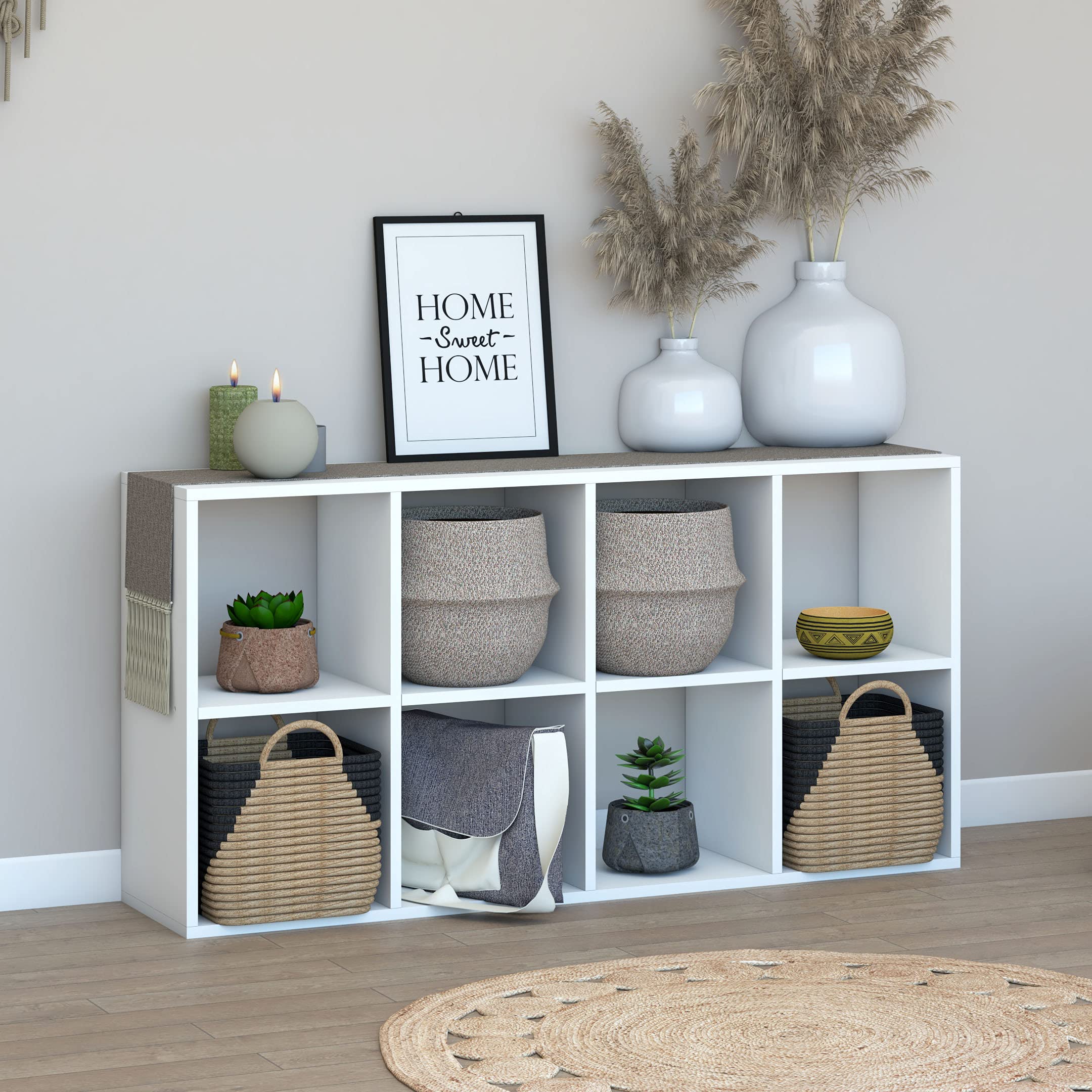 Letmobel 8-Cube Storage Organizer Shelf - DIY Cube Bookcase for Bedroom, Living Room, Office | White Modular Shelving Unit for Books, Toys & Home Decor | Space-Saving Home Organization Solution