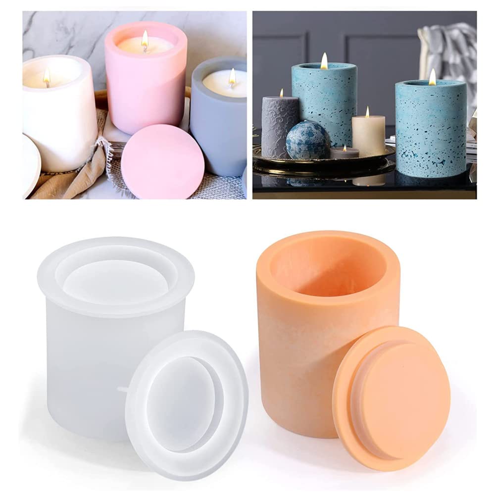 Premium Silicone Candle Molds Set - DIY Cylindrical Candle Making Kit with Leak-Proof Cover, Multi-Functional Handmade Epoxy Resin Molds for Crafting Candles, Soap, Wax Melts - Perfect for Home Decor, Gifts & Aromatherapy