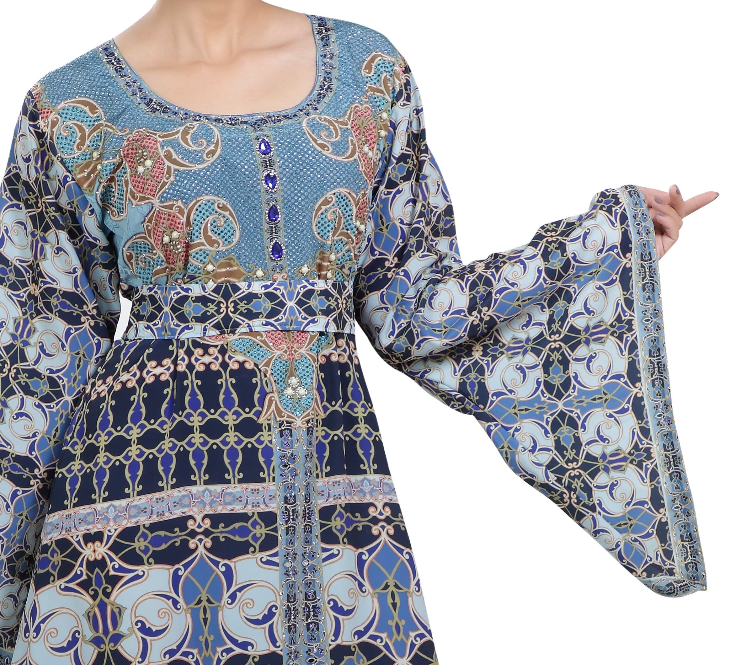 Stylish Digital Printed Maxi Dress with Geometric Design - Perfect for Summer, Beach, and Casual Outings