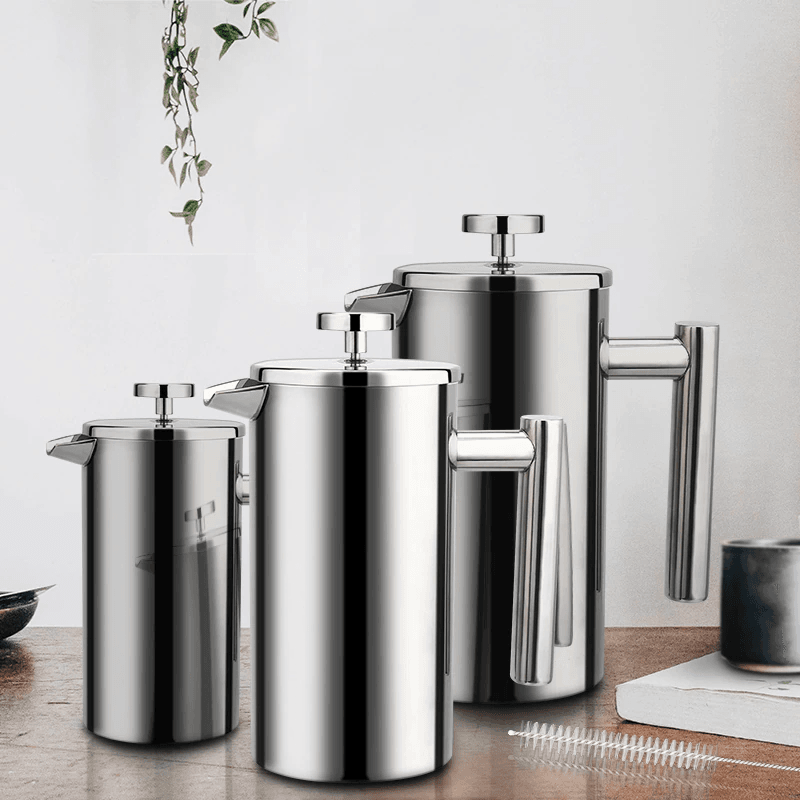 Premium French Press Coffee Maker - 34oz Stainless Steel, 4-Level Filtration - Perfect for Home, Office & Camping - Brew Rich, Bold Coffee in Minutes