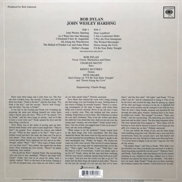 Bob Dylan - John Wesley Harding Vinyl LP Album (Mono, Reissue, Remastered, Mint Condition) - Perfect for Record Collectors & Music Enthusiasts