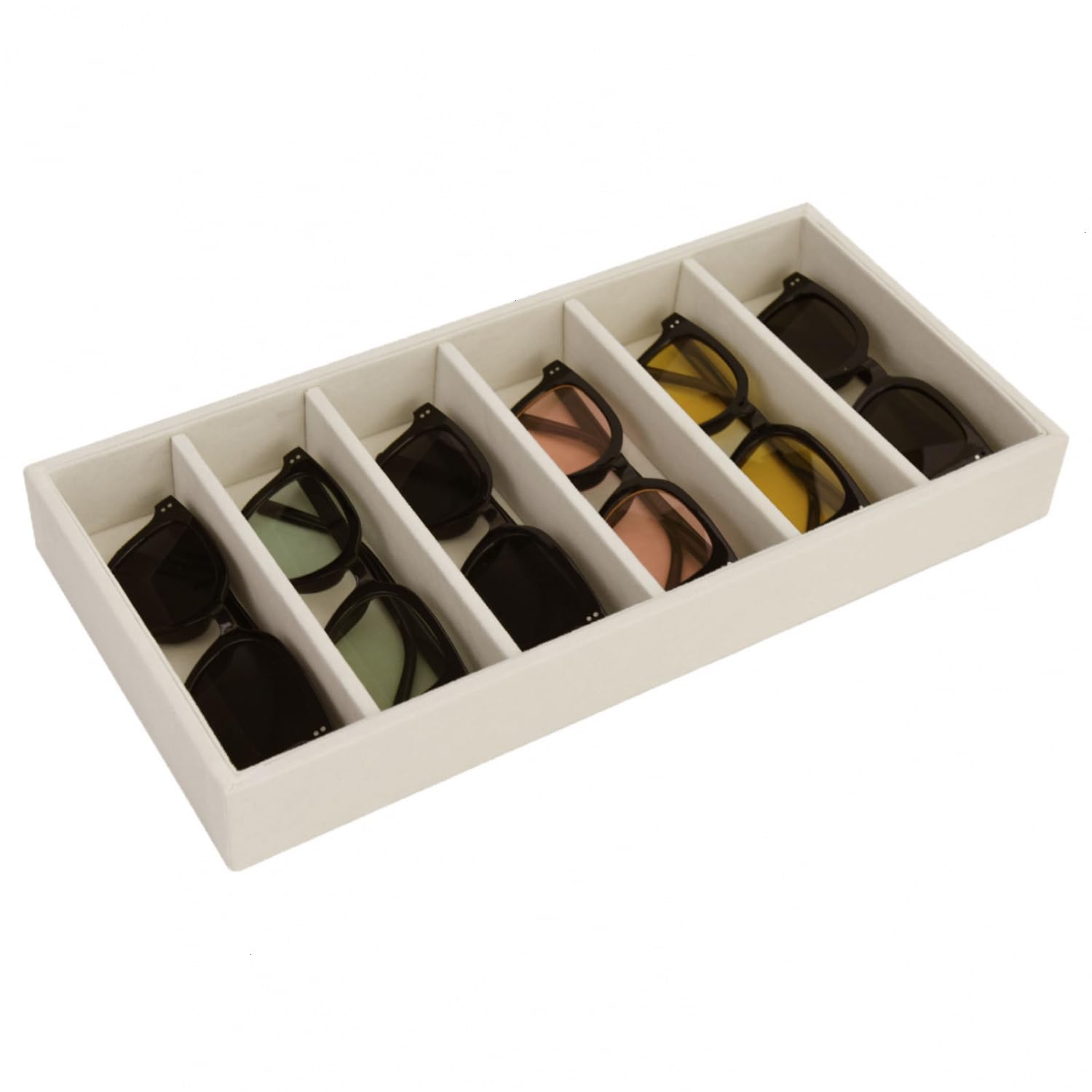 2 Pack Velvet Sunglasses Organizer & Jewelry Tray - Premium Eyeglasses Holder with Soft Velvet Lining for Sunglasses Display, Watch Storage, and Jewelry Organization - Perfect for Dresser Top, Vanity, or Retail Store Display