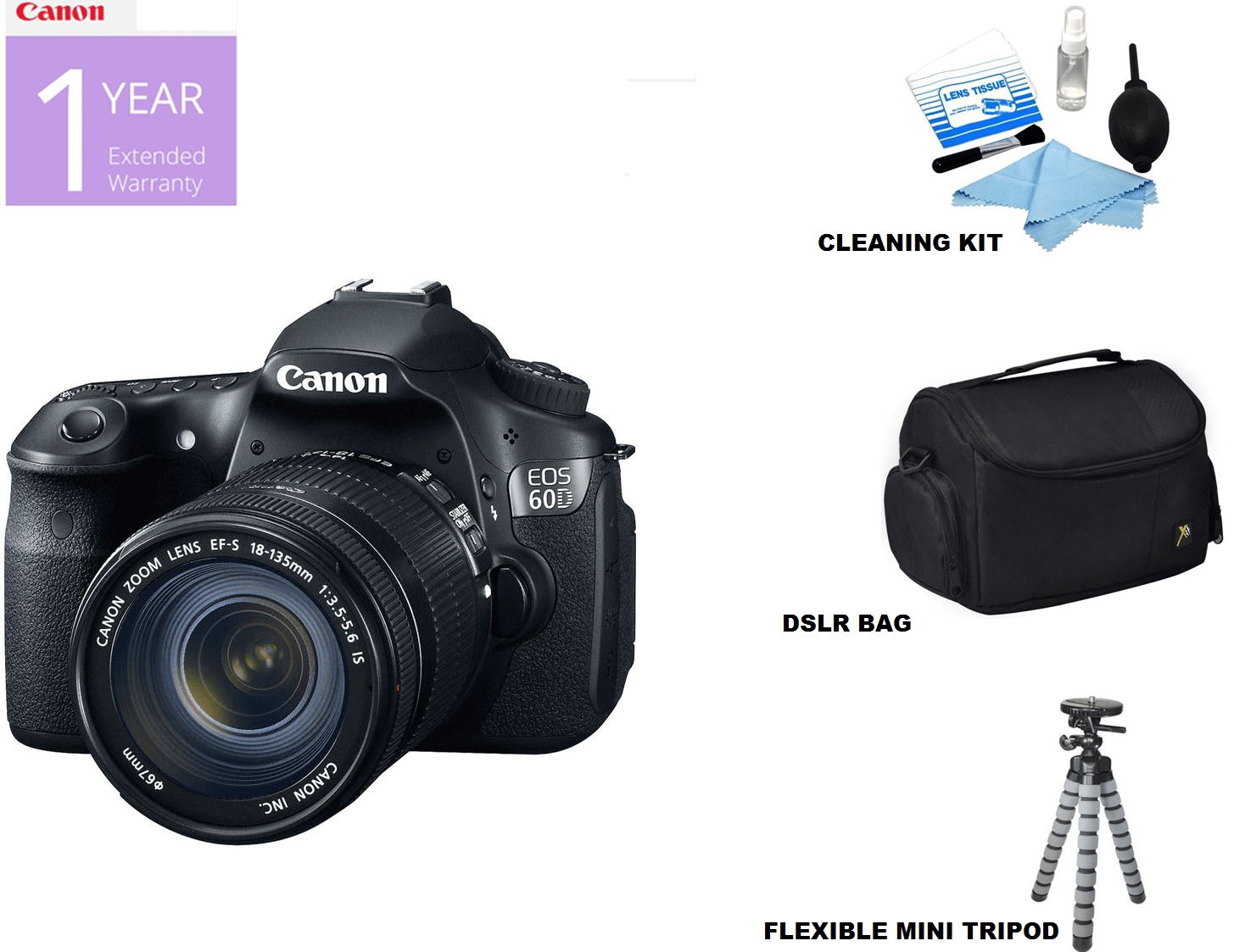 Canon EOS 60D DSLR Camera with 18-135mm EF-S IS Lens - Professional Digital Photography for Travel, Portraits & Landscapes (USA Version)