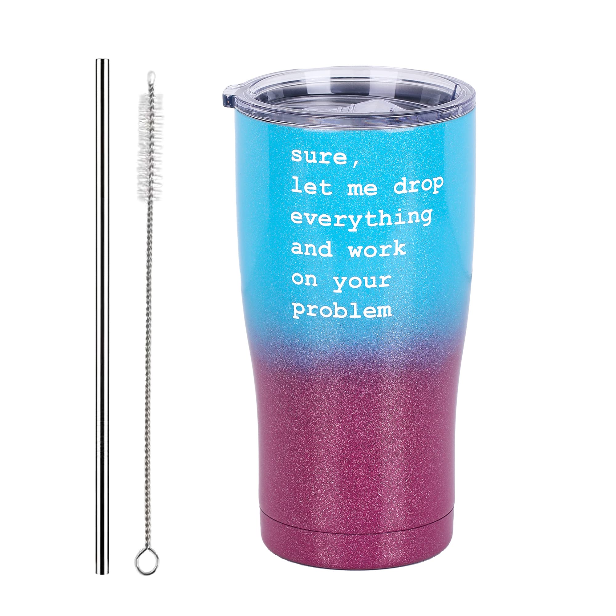 20 oz Insulated Stainless Steel Tumbler with Lid - Leakproof Travel Coffee Cup for Hot & Cold Drinks - Perfect Birthday Gift for Women & Men - Great for Office, Gym, Camping & Outdoor Activities - Purple Teal Color