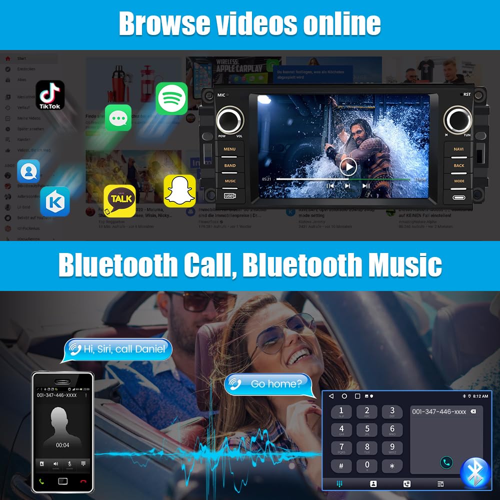 5G WiFi Android 13 Car Stereo for Dodge RAM 1500/2500/3500 (2009-2012) - Wireless CarPlay & Android Auto, GPS Navigation, HD Backup Camera, 2GB RAM 32GB ROM - Perfect for Road Trips & Daily Commuting