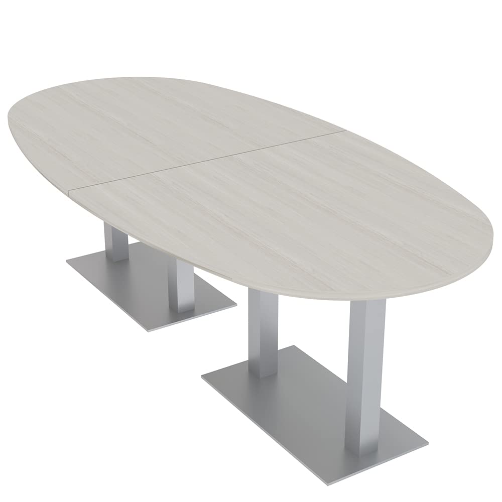 8-Foot Oval Conference Table with Metal Base - Harmony Series for 8 People in Sea Salt Finish | Perfect for Office Meetings, Boardrooms & Collaborative Workspaces