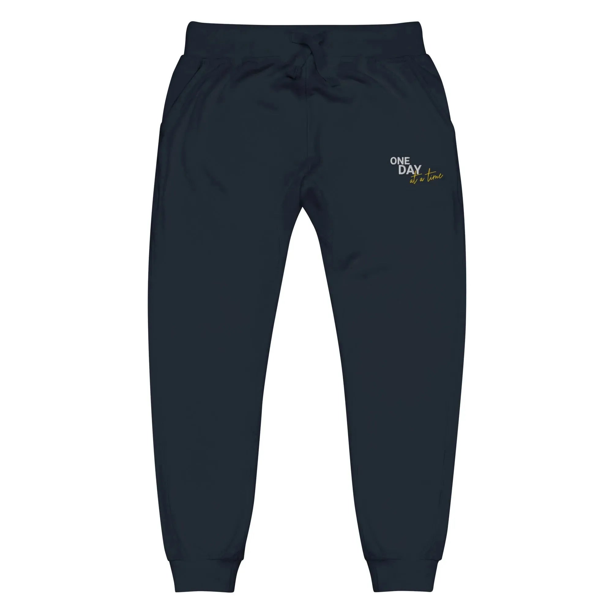 One Day At A Time Embroidered Unisex Fleece Sweatpants - Cozy Loungewear for Relaxing at Home, Yoga, and Casual Outings