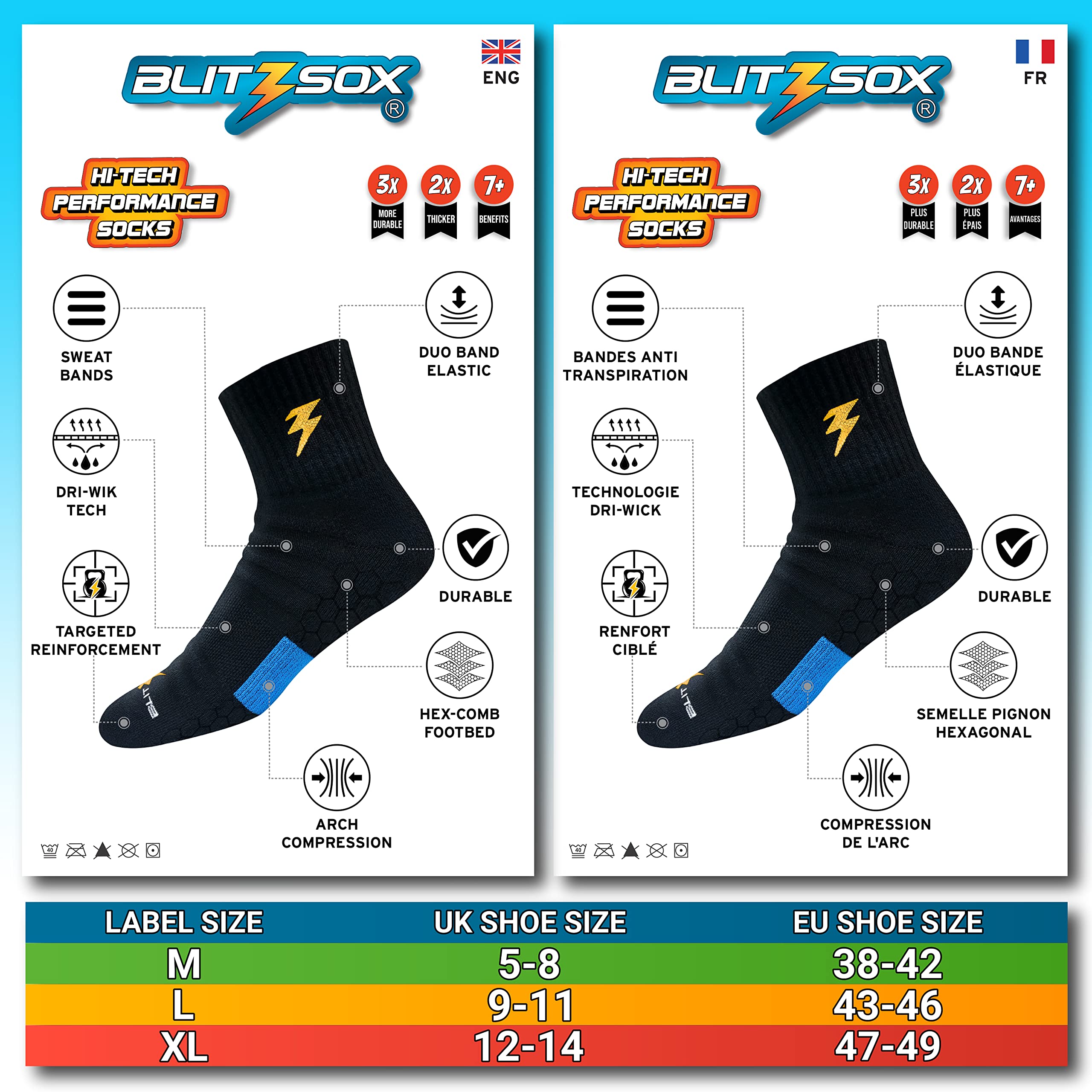 BLITZSOX Hi-Tech Performance Athletic Quarter Length Socks for Men & Women - Breathable Cushioned Running Socks for Tennis, Fitness & Training (3-Pack) - Perfect for Gym, Sports & Everyday Active Wear