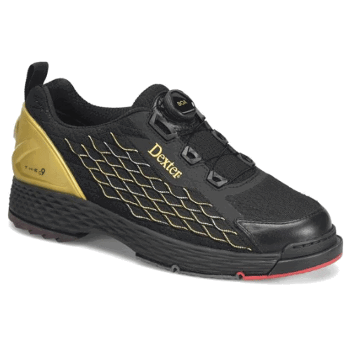 Dexter Men's THE C9 Knit BOA Black/Gold Wide Bowling Shoes - Comfortable & Durable for Competitive Play & League Nights