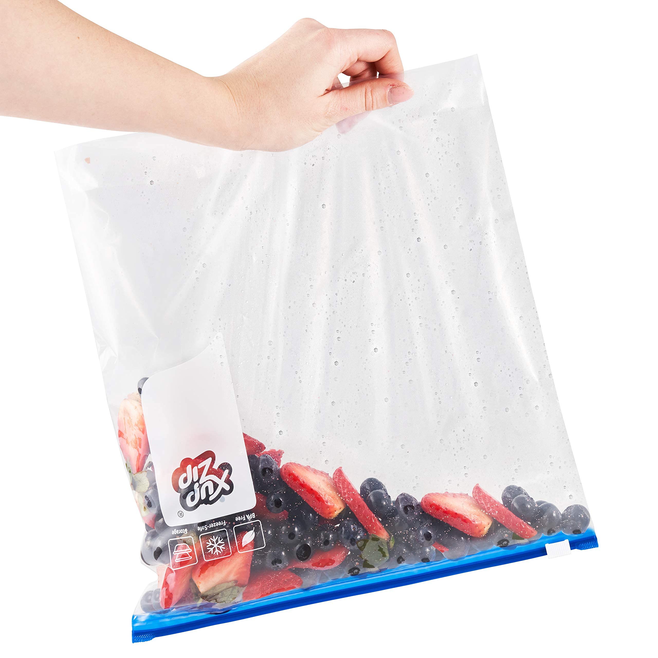 XupZip™ Heavy Duty Freezer Bags with Slider Zipper | Airtight Expandable Bottom Stand & Fill Food Storage Bags | BPA Free Gallon Size (30 Pack, 4.55L) for Meal Prep, Freezing & Organizing
