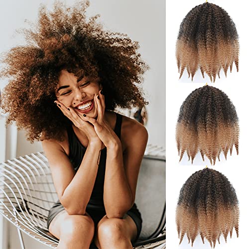 3 Packs Marley Braiding Hair for Twists - 8 Inch Short Afro Kinky Twist Crochet Braids Ombre Synthetic Fiber Hair Extensions for Women - Perfect for Everyday Wear & Protective Styles