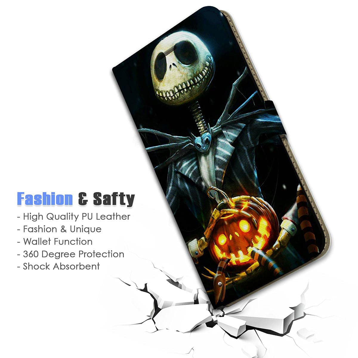 Premium Nightmare Before Christmas Flip Wallet Phone Case for iPhone X & Xs - Stylish Protective Cover with Card Slots for Daily Use & Travel