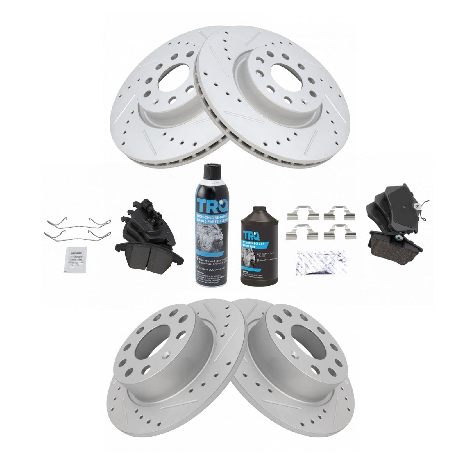 High-Performance Front & Rear Ceramic Brake Pads & Rotors Kit - Compatible with VW Audi (Golf, Jetta, Passat) - Perfect for Daily Driving, Racing & Heavy-Duty Use