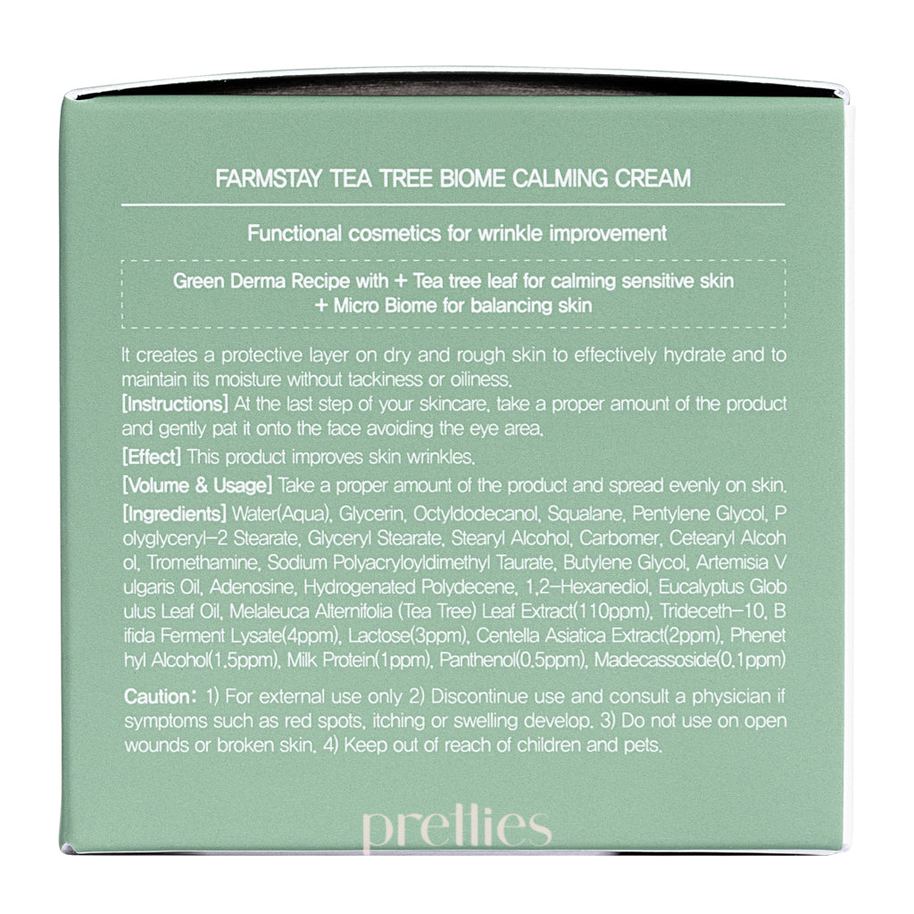 Farmstay Tea Tree Biome Calming Cream 80ml - Soothing Face Moisturizer for Acne-Prone & Sensitive Skin - Perfect for Daily Skincare & Post-Treatment Care