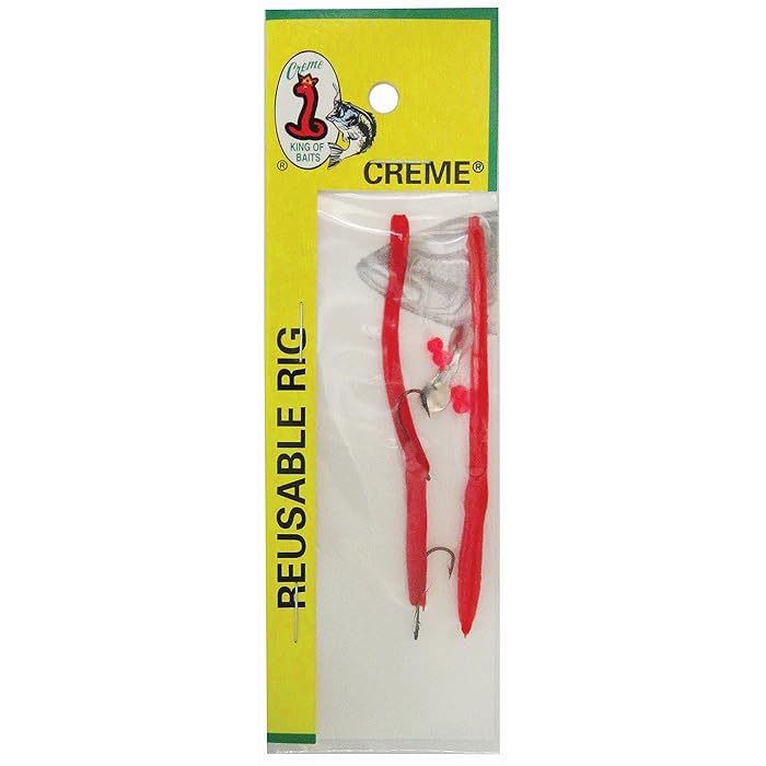 Premium Creme Midget Crawler Worm Fishing Lure - 1 Rig with Spare (3.5 Inch) - Ideal for Bass, Trout & Panfish - Perfect for Freshwater & Saltwater Fishing