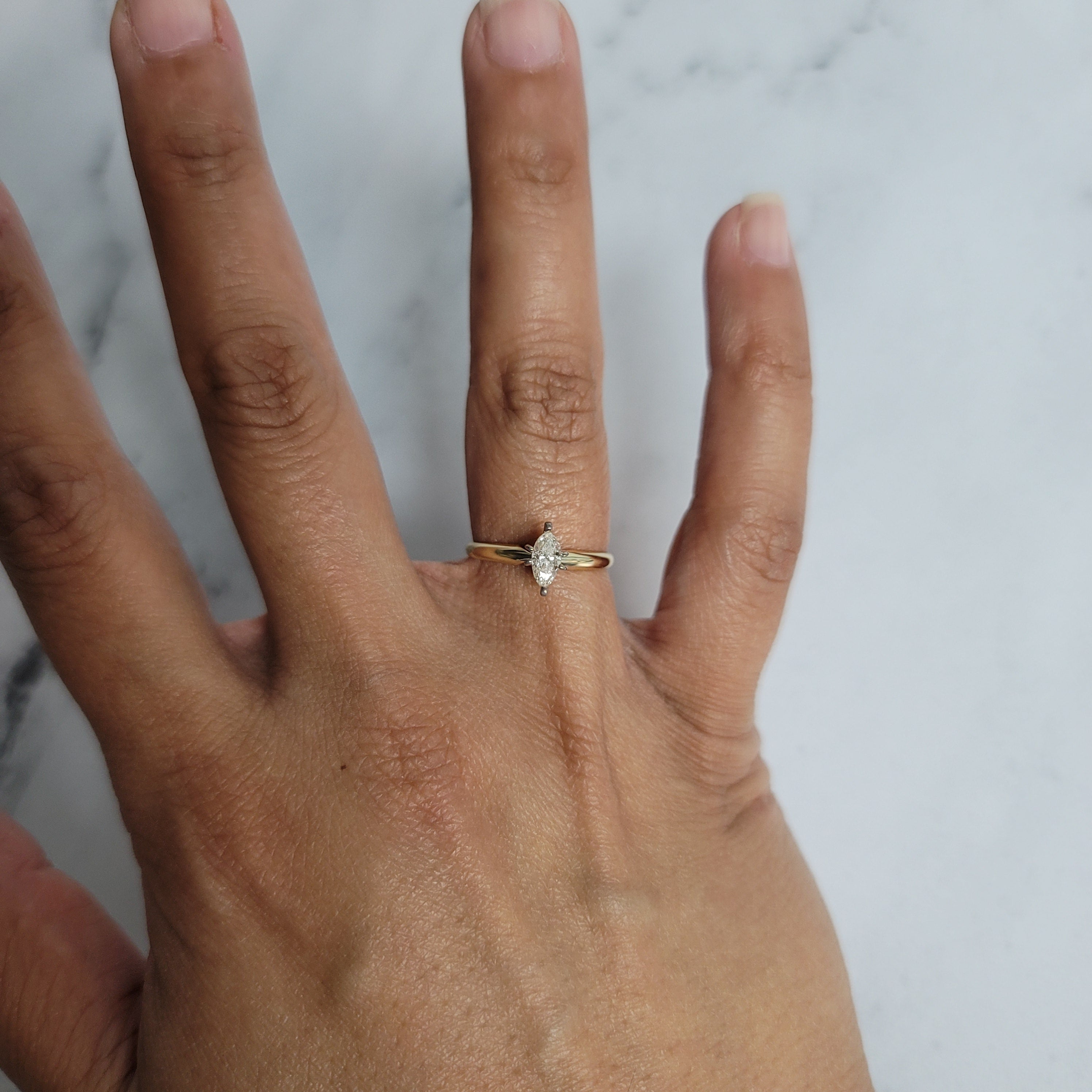 1/3 Carat Solitaire Marquise Diamond Engagement Ring - 14K White Gold Wedding Band for Women, Proposal Gift, Anniversary Jewelry - Perfect for Romantic Proposals, Weddings & Special Occasions