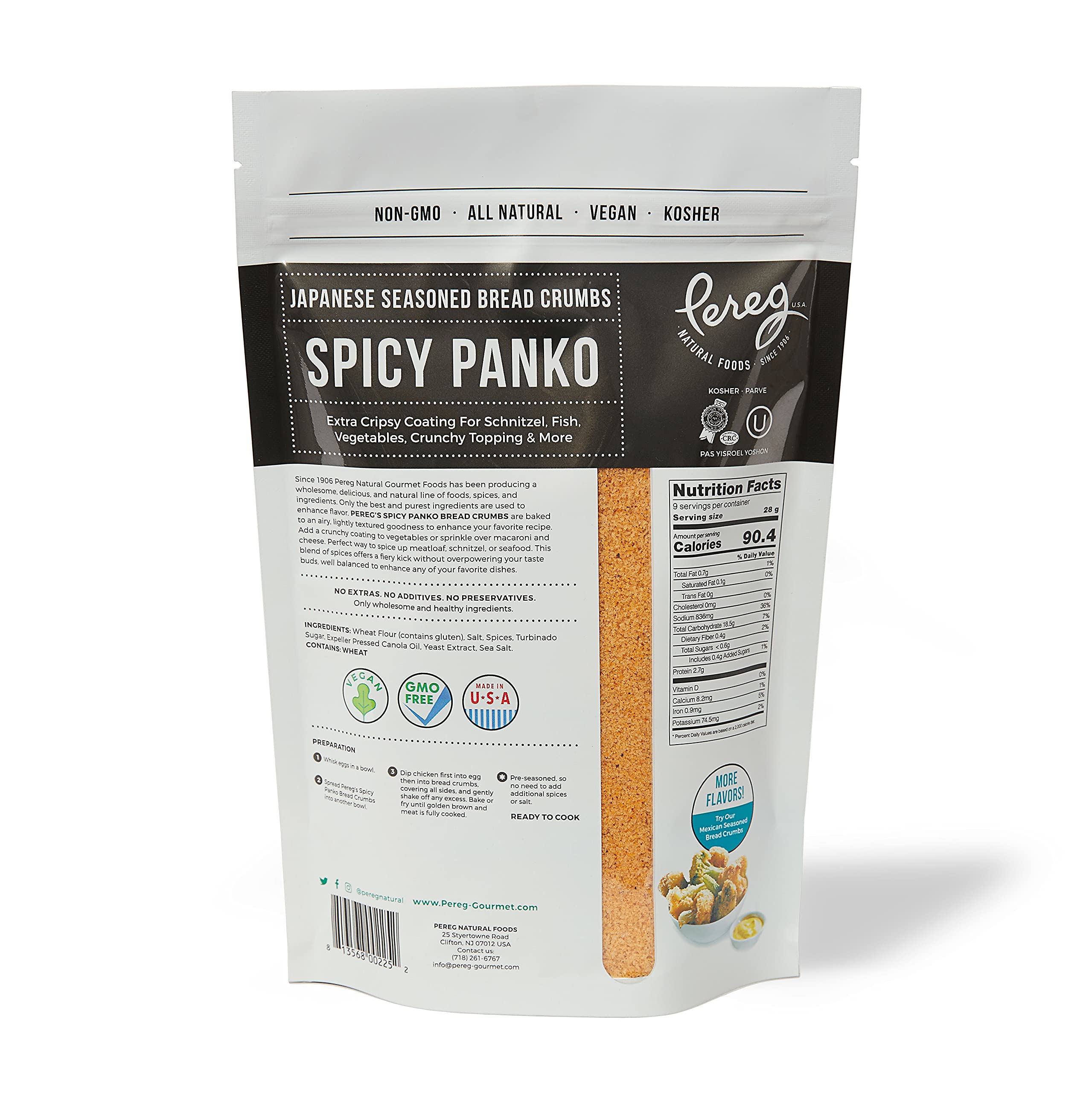 Pereg Spicy Panko Bread Crumbs - 9 Oz - Hot & Spicy Breadcrumbs for Coating & Stuffing - Perfect for Schnitzel, Seafood, Chicken, Vegetables & Meatballs - Great for Baking, Frying & Air Frying (Pack of 1)
