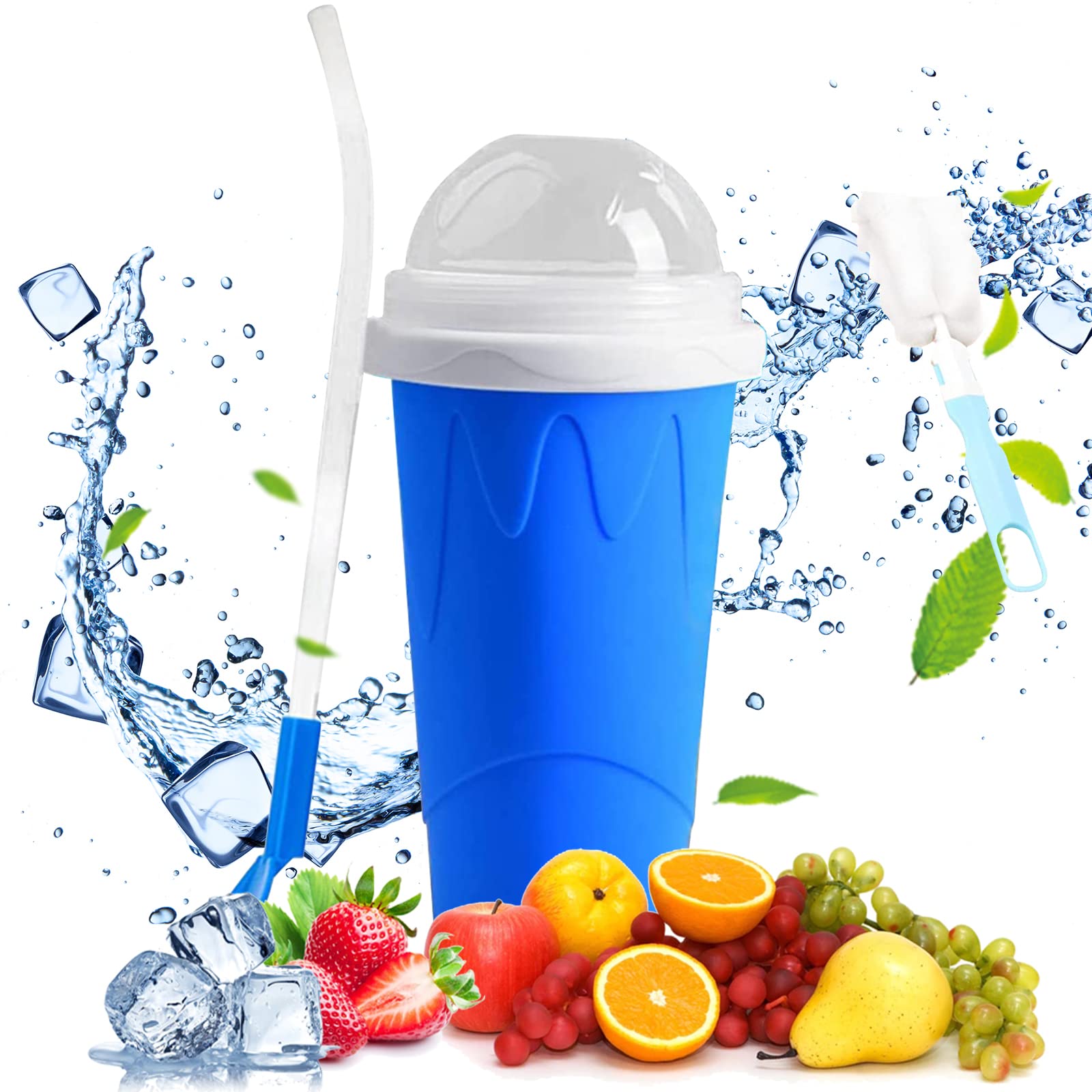 Magic Quick Frozen Slushie Maker Cup - Portable Double Layer DIY Smoothie & Slushy Cup for Kids & Adults (Blue) - Perfect for Summer Parties, Picnics & Home Treats